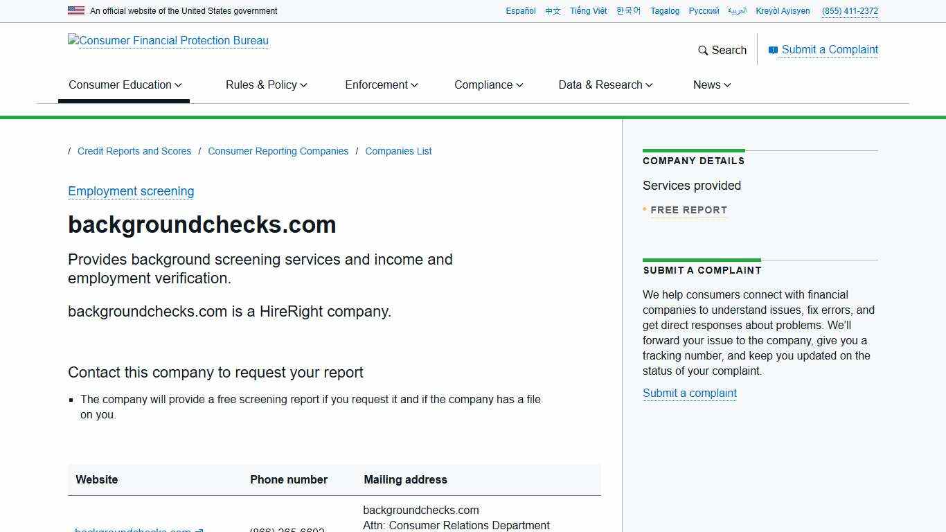 backgroundchecks.com | Consumer Financial Protection Bureau